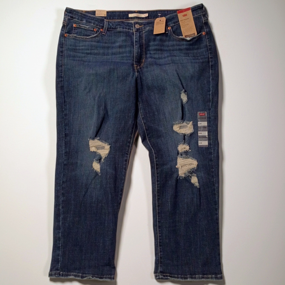 Levi's Boyfriend Hypersoft Mid Rise Tapered Leg 20W S Dark Blue Denim Jeans
